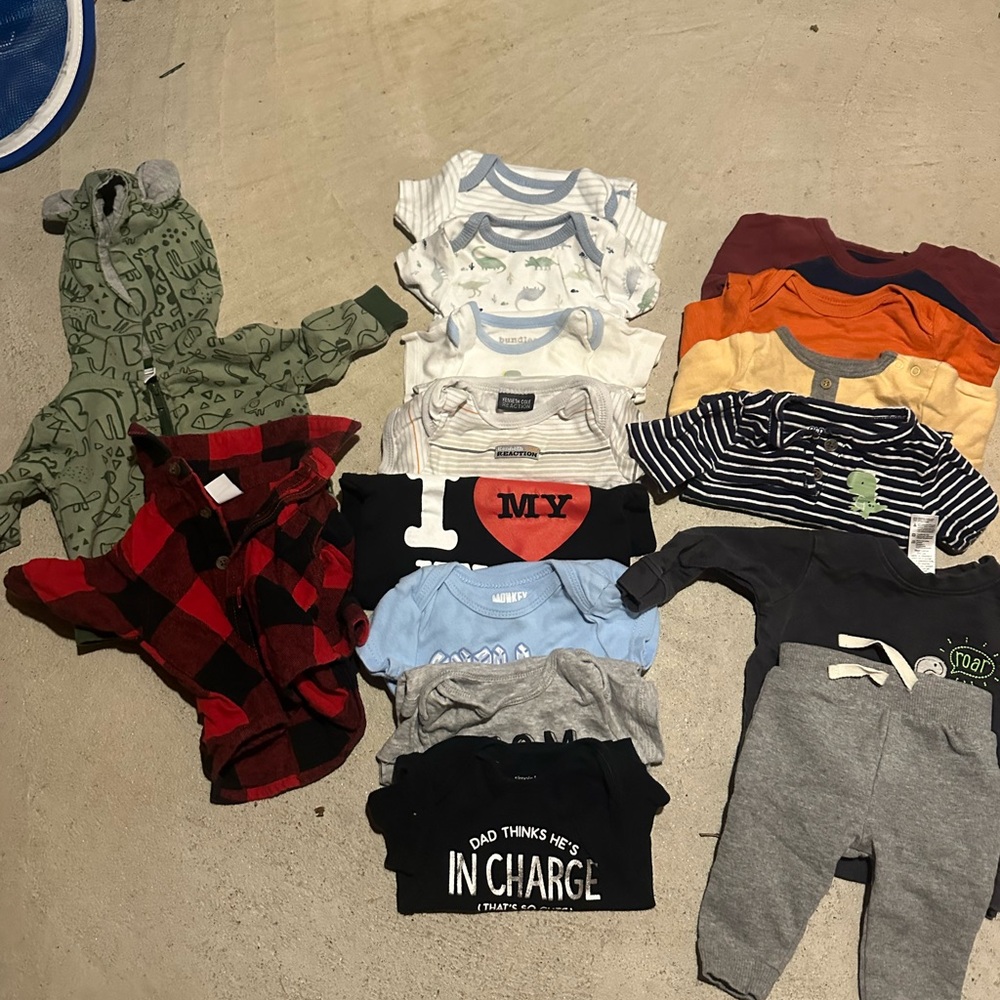 0-3 month Boys Clothing Lot - Multi Color Onesies & Pants